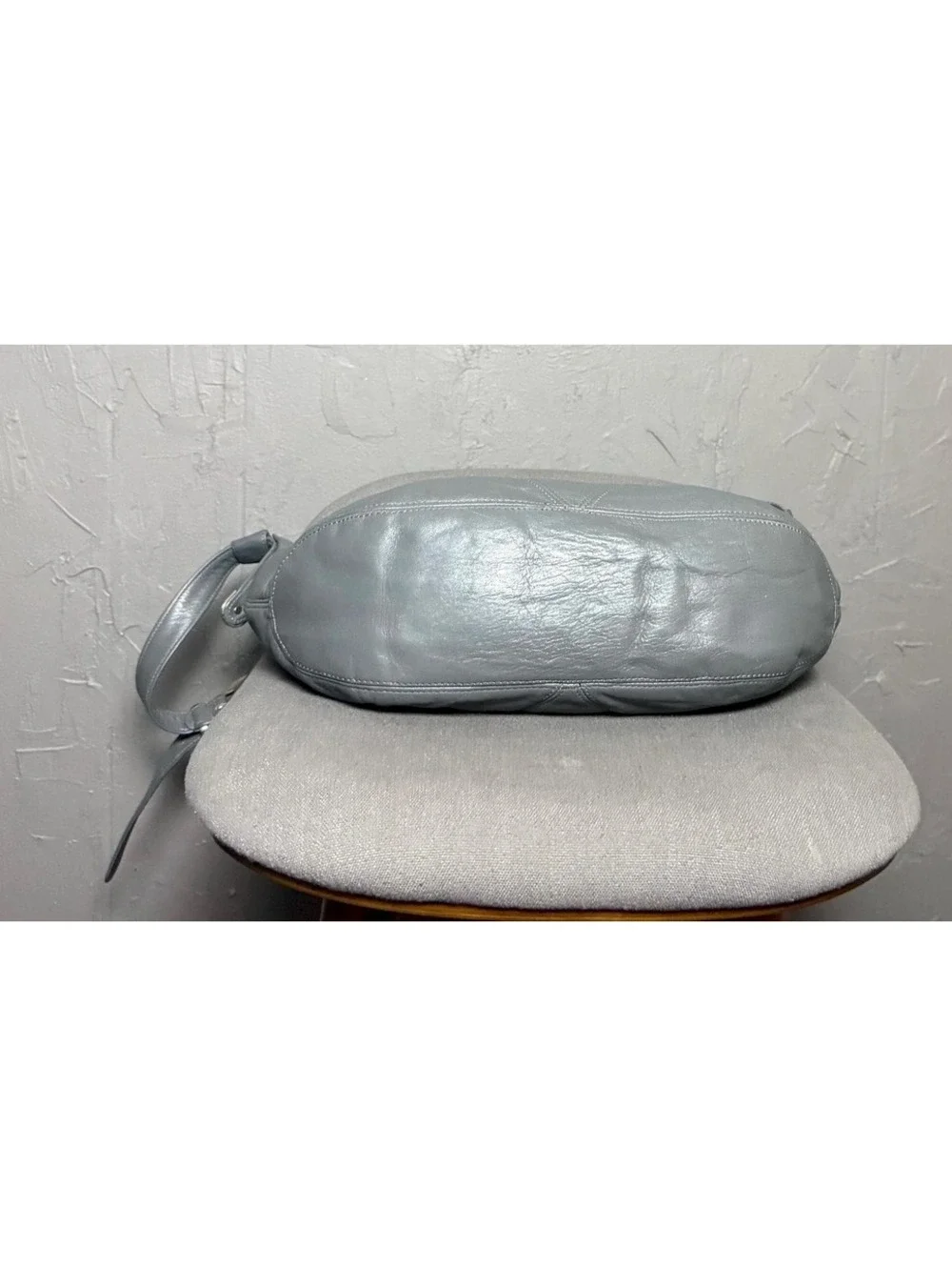 1990's Hobo Bag Gray Leather Minimalist Shoulder Bag from Anne Klein